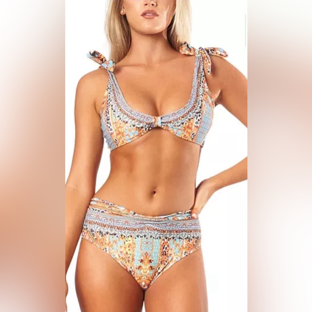 NWT! La moda tie shoulder high waisted bikini